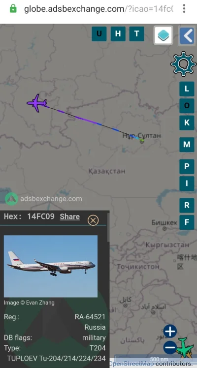 AmaRenia - Rosyjski (rządowy?) samolocik z Kazachstanu leci sobie właśnie na Moskwę, ...