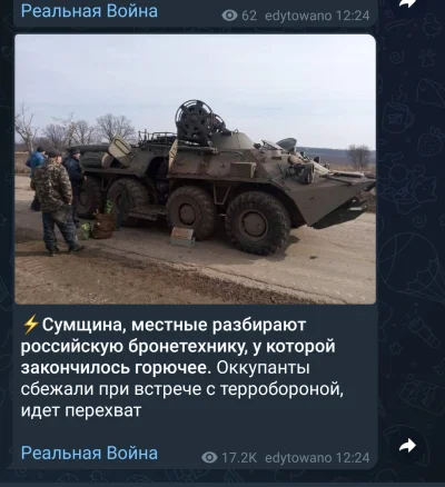 scorcc - „Sumszczina, miejscowi demontują rosyjskie pojazdy pancerne, którym skończył...