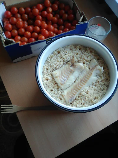 anonymous_derp - Dzisiejszy obiad: Ryż brązowy, gotowane filety dorszowe, pomidory.
...
