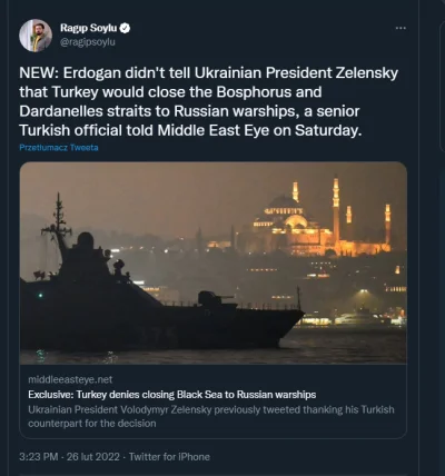 Tfor - NIE, TURCJA NIC NIE ZABLOKOWAŁA

Zarówno tureckie MSZ jak i dziennikarze to ...