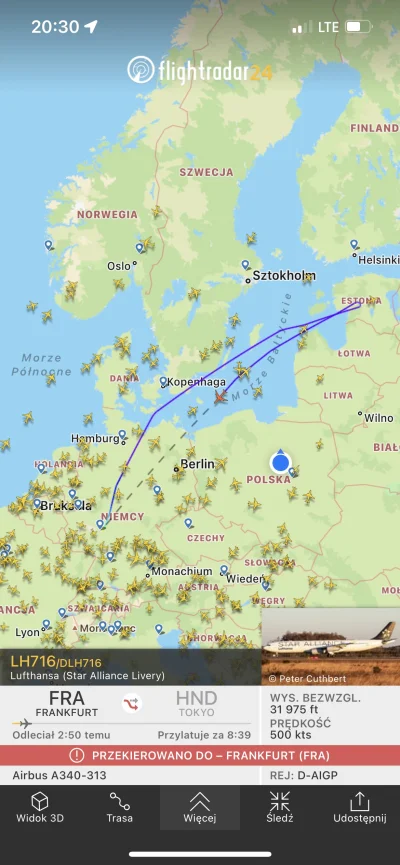 qwerss - Samolot z Fankfurtu do Tokio zawraca. Ciekawe co jest powodem 


#flightrada...