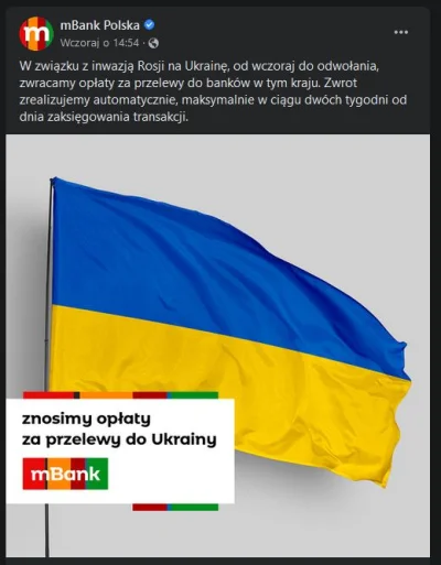 FrauWolf - Mbank zniósł opłaty za przelewy na Ukrainę.