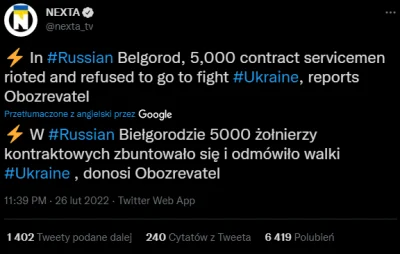 QoTheGreat - Coooooo 
W #Russian Biełgorodzie 5000 żołnierzy kontraktowych zbuntował...