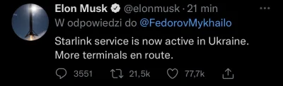 hassassin - Elon aktywuje starlinka na Ukrainie. Terminale są już w drodze.