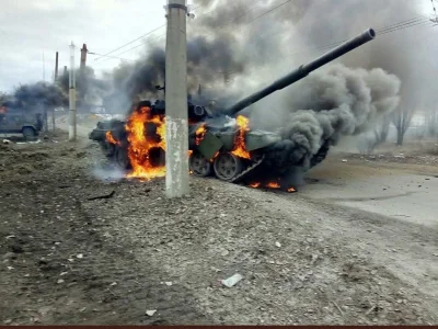 wjtk123 - Dopalający się pod Charkowem T-90. Niech już nikt nie rozpuszcza bredni, że...