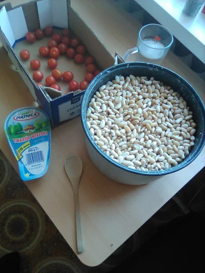 anonymous_derp - Dzisiejsze śniadanie: Gotowana fasola, chudy twaróg, pomidory.

Do...