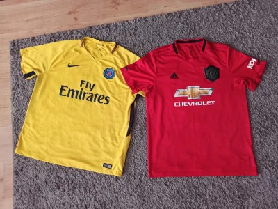 irastaman - Dziś takie trafy. 28zl za dwie 
United 2019/20 Home 
PSG 2017/18 Away 
#p...