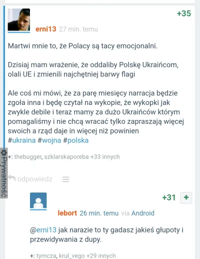 erni13 - Tutaj mój wpis gdzie pisałem, że po jakimś czasie Polakom przejdzie miłość d...