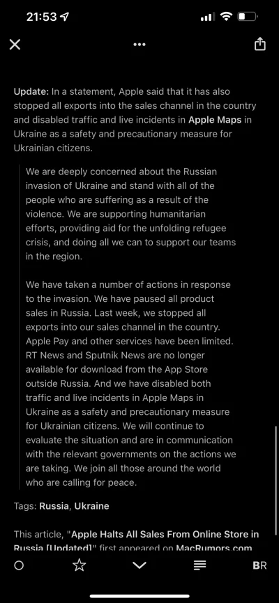 EvineX - Oświadczenie Apple nt. dzisiejszego wyłączenia sprzedaży na Ukrainie i co po...