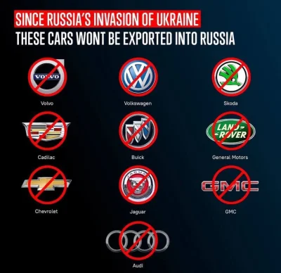 qweasdzxc - Te marki już nowych aut nie będą wysyłać do Rosji. Można by jeszcze uszcz...