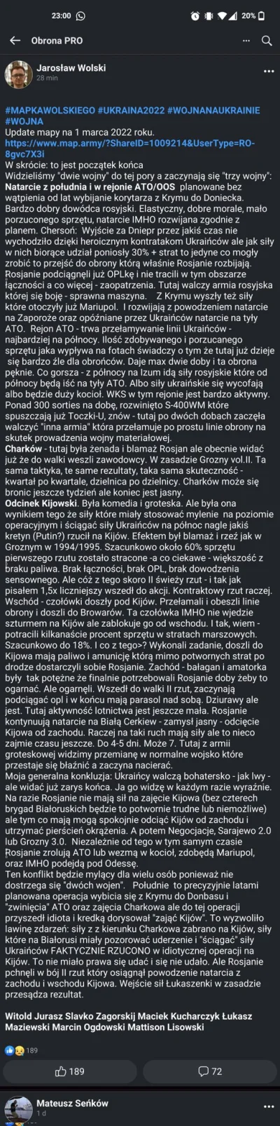 Chino - Konkretnie, ale też mało optymistycznie.

#wojna #ukraina #rosja