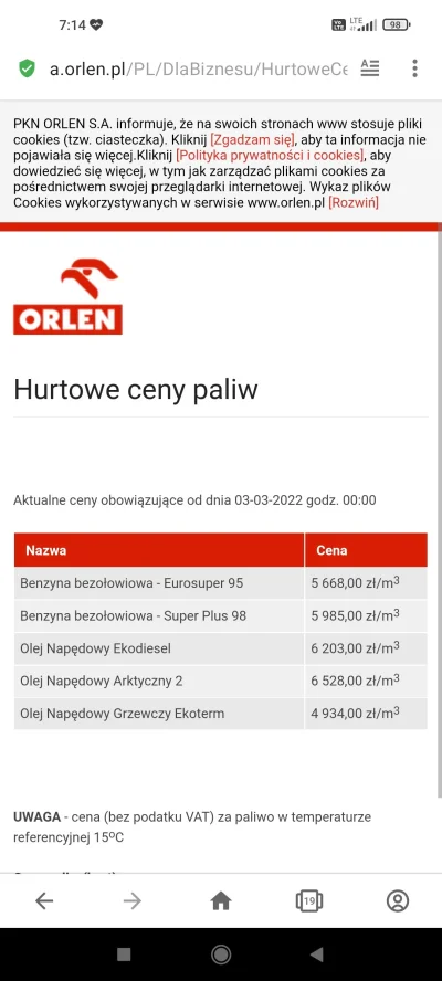 TOM3K88 - @Beszczebelny jutro olej napędowy będzie po 6.7zl