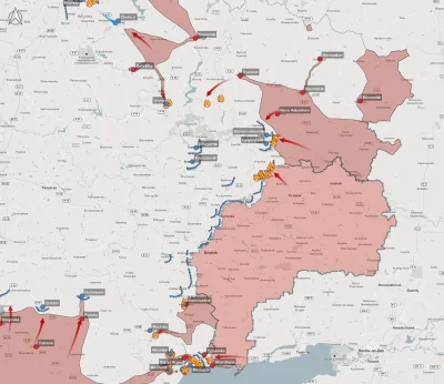 JanLaguna - Tutaj mapka przedstawiająca rosyjski manewr oskrzydlający prowadzony na w...
