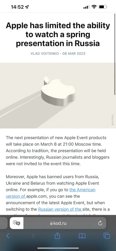 EvineX - #rosja #ukraina #apple Rosyjskie strony piszą o tym że Apple uniemożliwiło R...