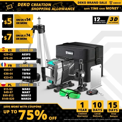 duxrm - Wysyłka z magazynu: PL
DEKO DKLL12tdP02-S1 3D Green Laser Level
Cena z VAT:...