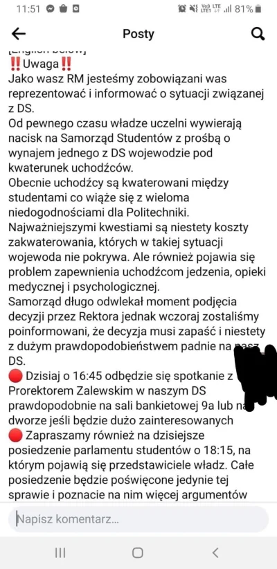 Saville - Rektor Politechniki Warszawskiej wywiera presję na rady mieszkańców akademi...