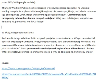 5mek - Widzę, że zmiana narracji w rosji:

przed 9/03/2022 (google translate):
24 ...