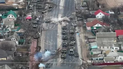 tos-1_buratino - Wideo nagrane przez batalion Azow. Pokazuje atak na kolumnę czołgów ...