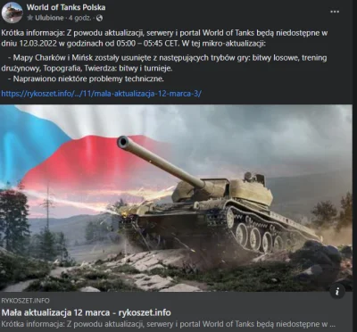 alberto81 - World of Tanks usuwa z gry mapy Charków i Mińsk.....
źródło https://ryko...