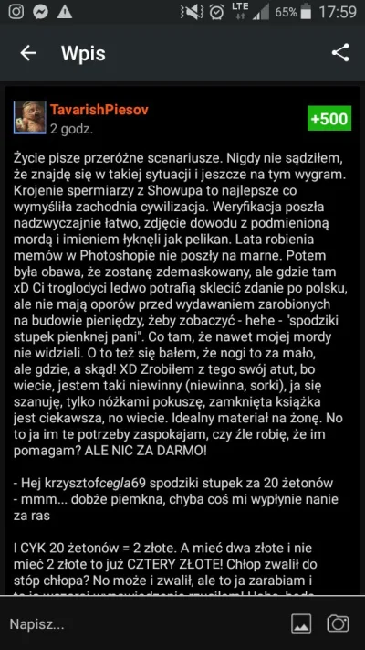 SzefJaszczurek - @TavarishPiesov dionizosie masz ode mnie 500+ xD