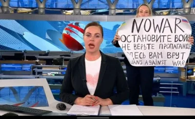 biesy - Odważny czyn pracownicy rosyjskiej telewizji państwowej Channel One. Podczas ...