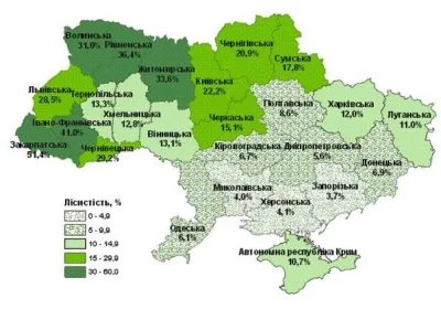 xaliemorph - Mapka lesistości Ukrainy