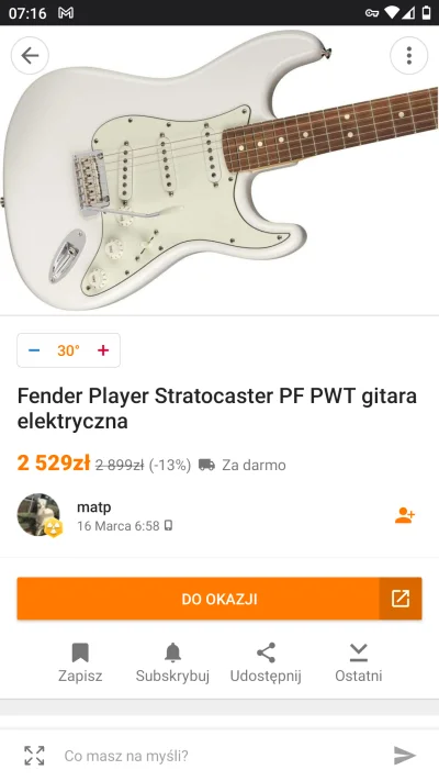 Kokos - https://www.pepper.pl/promocje/fender-player-stratocaster-pf-pwt-gitara-elekt...