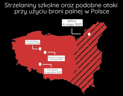 Macielskojewski - Mapa strzelanin szkolnych oraz podobnych ataków przy użyciu broni p...