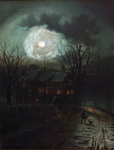 Hoverion - Walter Linsley Meegan 1859-1944 
A Tudor House in Moonlight, 1889, olej n...