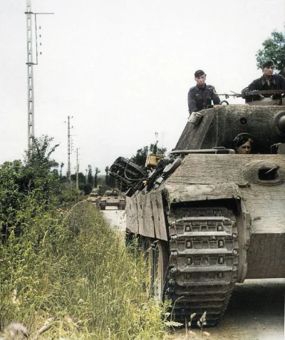 wojna - Niemieckie czołgi Panzer V 'Panther' z Dywizji Panzer Lehr, Normandia, Francj...