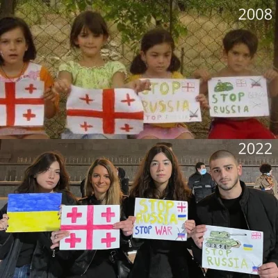 bitcoholic - W 2008 r. grupka dzieci protestowała przeciwko inwazji Rosji na Gruzję. ...