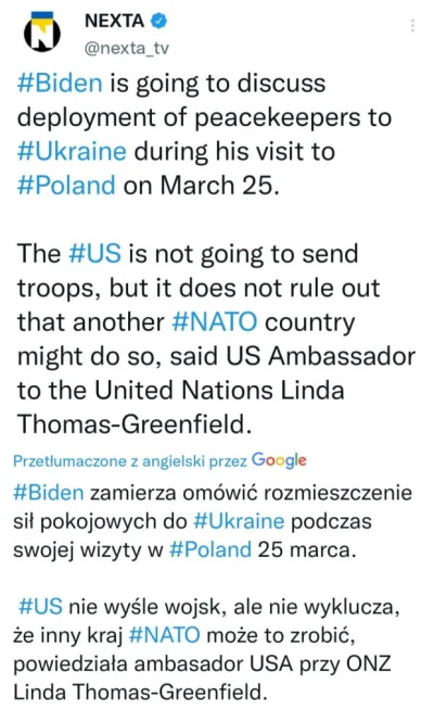 futurepoland - Z tego wychodzi, że Biden w piątek przyleci do Polski ogłosić, że wysy...