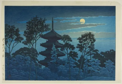 Lifelike - Pagoda w świątyni Honmon, Ikegami; Kawase Hasui
drzeworyt, 1954 r., 24,4 ...