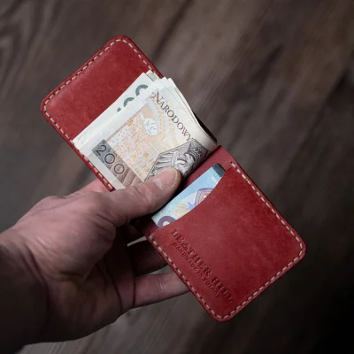 aruel89 - Ręcznie szyty portfel z klipsem na banknoty, miejscami na karty i kieszonką...