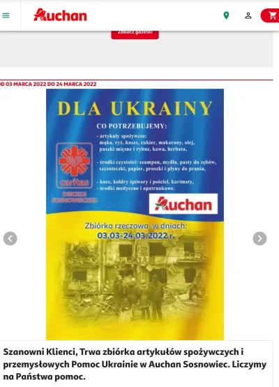 Qwoka - Auchan ogłasza zbiórkę dla Ukrainy, żeby nie było że tylko sponsoruje wojnę. ...
