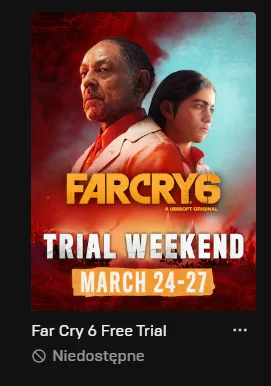 carryON_ - chciałem skorzystać z trial weekendu Far Cry 6 na #epicgames, a tu taki zo...