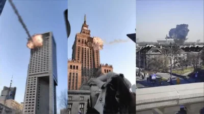 Wiggum89 - W Pałac Kultury i Nauki w samym centrum Warszawy trafia rakieta. Oprócz ni...