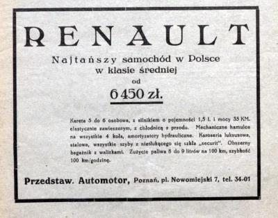 francuskie - Najtańszy samochód klasy średniej w Polsce, rok 1937
6450 zł. 

#1937...