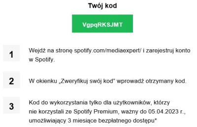 Levusek - #spotify
Kod na 3 miesiące premium dla NOWYCH kont, dostałem z MediaExpert...