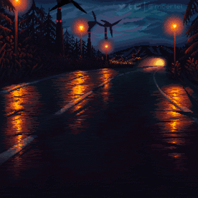 GARN - #pixelart #gif autor: Stefanie "moertel" Grunwald, Drive by Night (2020)