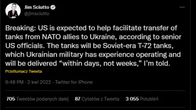 mel0nik - Jim Sciutto z CNN: USA będzie pośredniczyć w przekazywaniu Ukrainie czołgów...