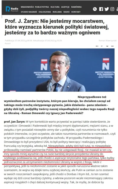 O.....r - Pan Żaryn, obdarowany przez PiS-owskich kolegów własnym instytutem, okazał ...