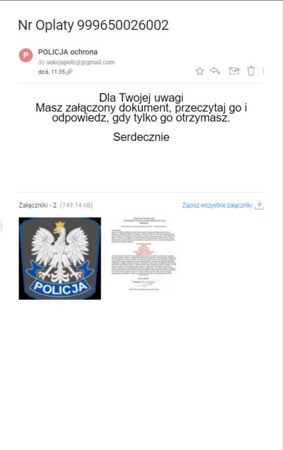 zafrasowany - Murki, "POLICJA ochrona" do mnie napisała z adresu sekcjapolicji@gmail....