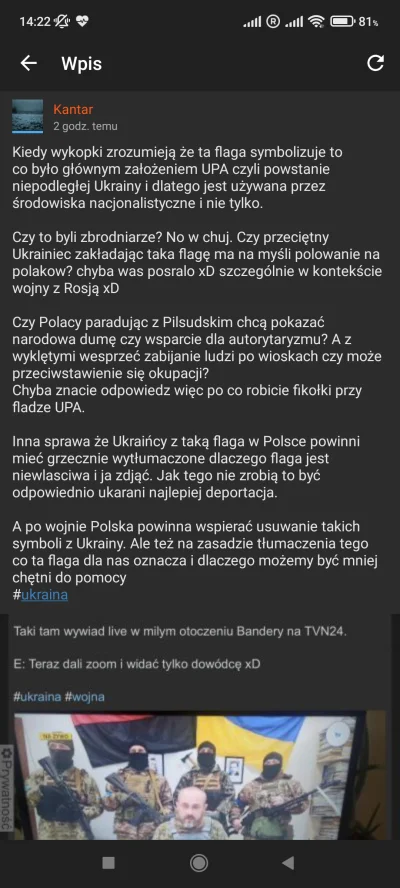 D.....r - >- w międzyczasie nirmalizacja flagi banderowskiej w Polsce i wybielanie up...