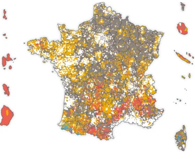 Rzeszowiak2 - Mapa wyborcza na ten moment. Na pomarańczowo Macron, szaro Le Pen, czer...