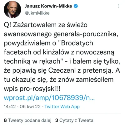 Fako - @boriaoddajbulku No tak jak myślałem, sam Korwin, nie wiedział co Janusz ma na...