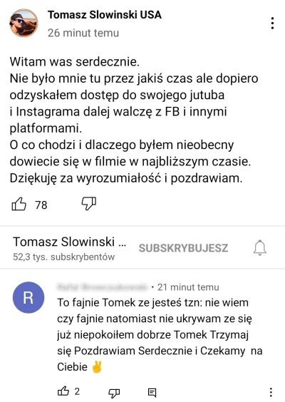 pelt - Informacja z 10.04.2022, umieszczona na karcie "Społeczność" na kanale Tomasza...