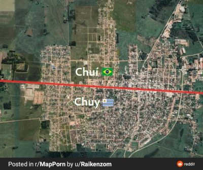 pankrosnizm - Na granicy Brazylii i Urugwaju znajduja się dwa Chuí'e, a granica międz...