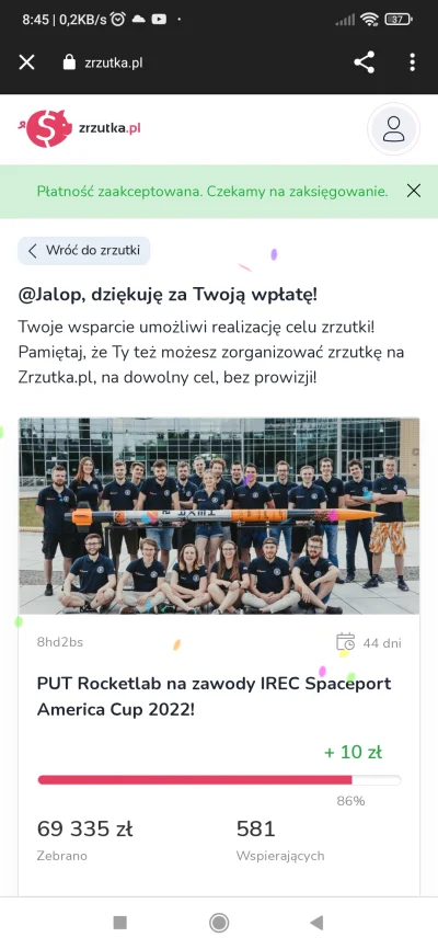 jalop - > @gardzenarodowcami link do zrzutki
 https://zrzutka.pl/put-rocketlab
@ipkis...