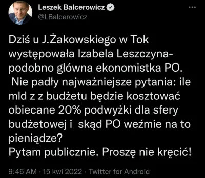 CipakKrulRzycia - #balcerowicz #inflacja #pytanie #polityka 
#budzet #polska #pienia...